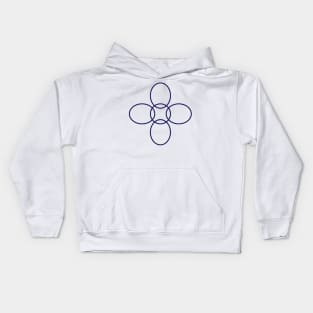 Flower Circle (Blue Petals on White) Kids Hoodie